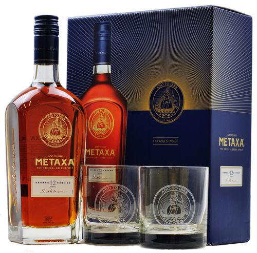 Metaxa 12* 40% 0,7 l (darčekové balenie 2 poháre)