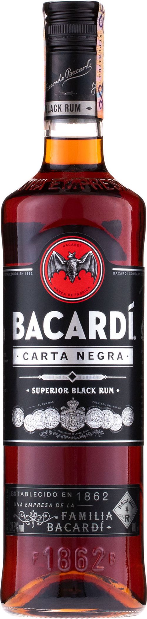 Bacardi Carta Negra 37,5% 0,7 l (čistá fľaša)