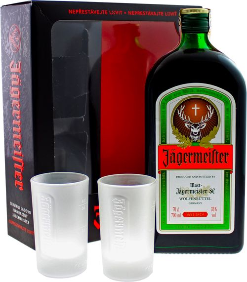 Jagermeister 35% 0,7L s 2 pohármi (darčekové balenie)